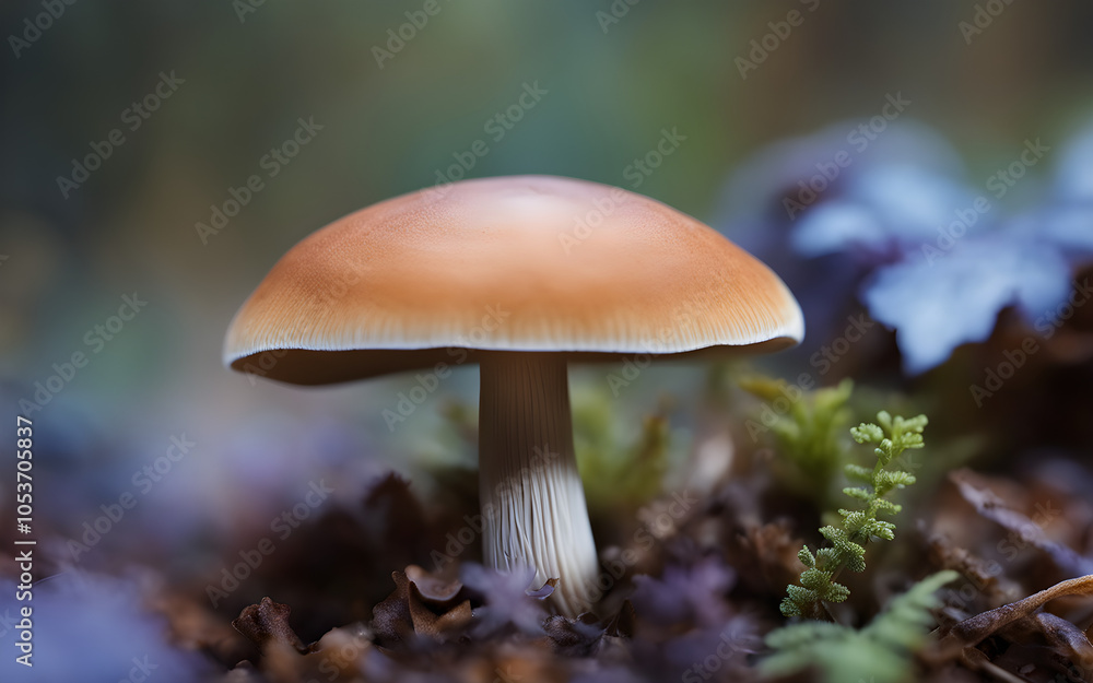 Macro shot of a mushroom, lavender hues Macro shot of a mushroom, lavender hues