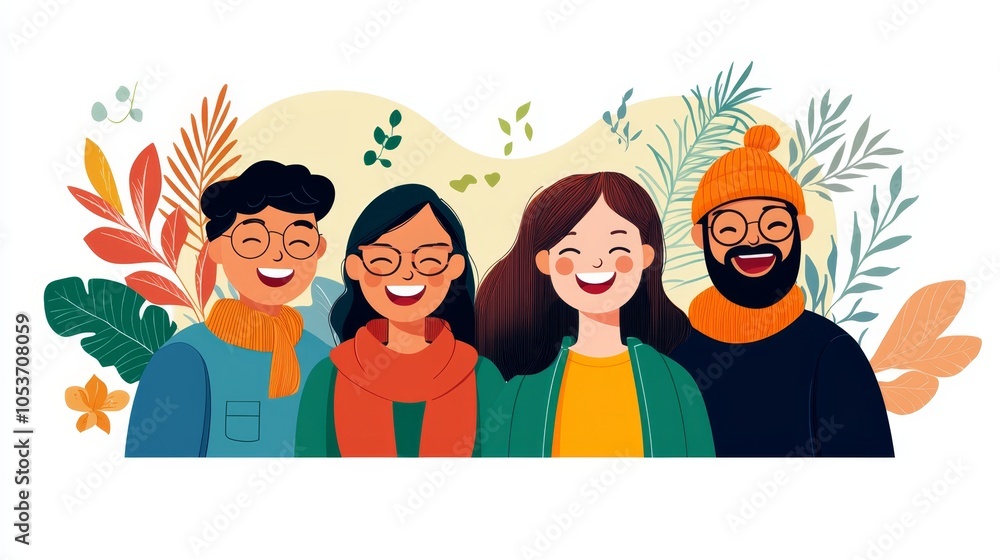 Fototapeta premium Joyful Moments: Group of Friends Laughing Together Outdoors, Embracing Holistic Social Connection and Success