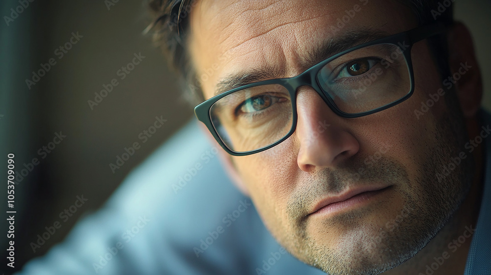 Intelligent-looking Man with Glasses Intelligent-looking Man with Glasses