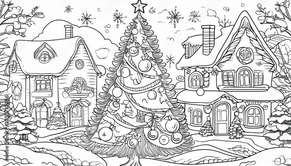 Fototapeta premium Weihnachten Ausmalbilder für Kinder