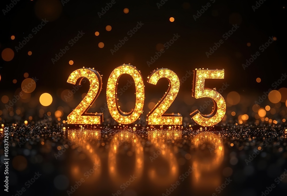 Happy new year 2025 typography greeting card, poster, banner with celebration elements. Happy new year walpaper. Happy new year 2025 typography greeting card, poster, banner with celebration elements. Happy new year walpaper.