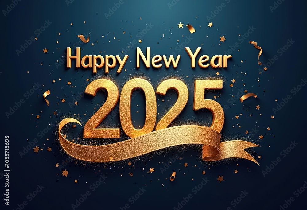 Happy new year 2025 typography greeting card, poster, banner with celebration elements. Happy new year walpaper. Happy new year 2025 typography greeting card, poster, banner with celebration elements. Happy new year walpaper.