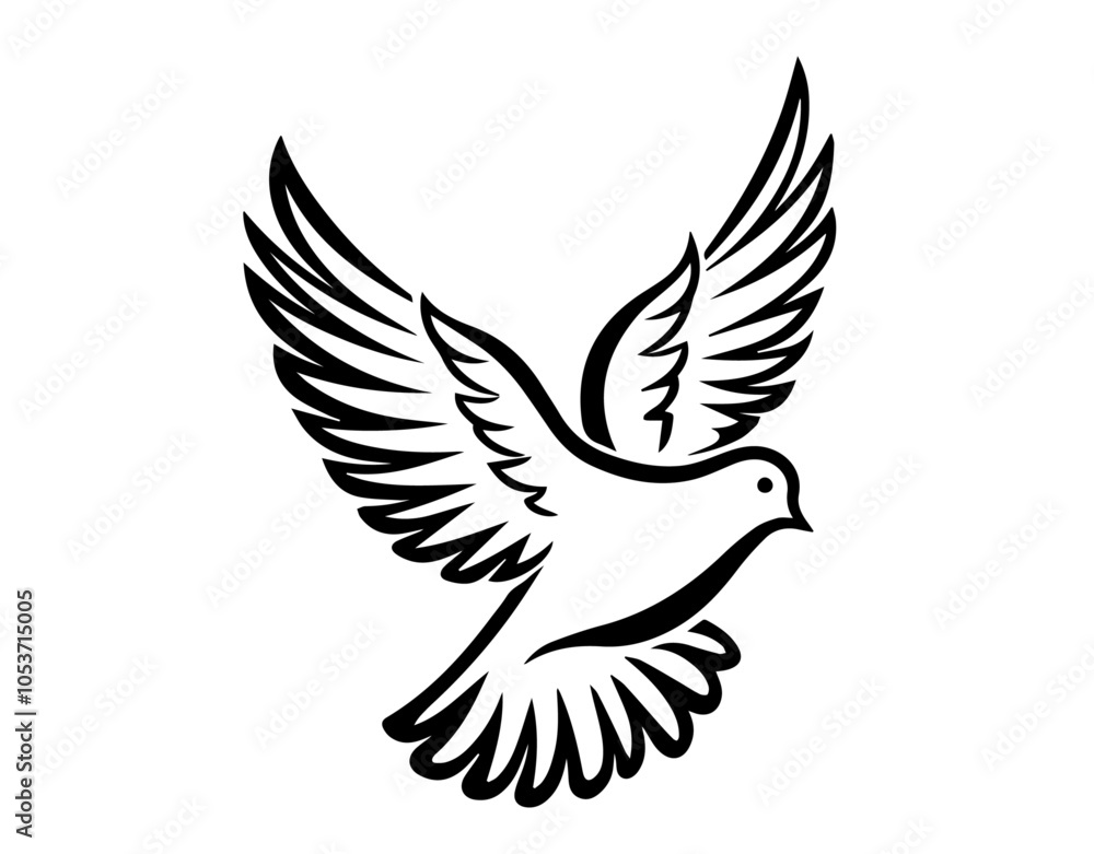 Fototapeta premium flying dove symbolizing peace and freedom vector sketch