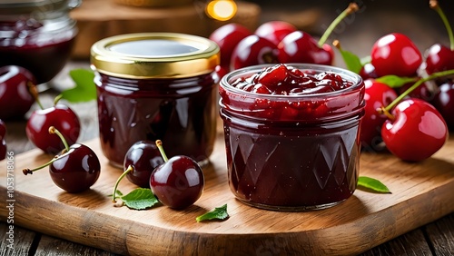 homemade cherry jam photo