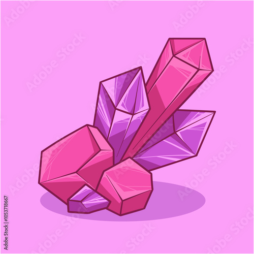 pink crystal with purple accents