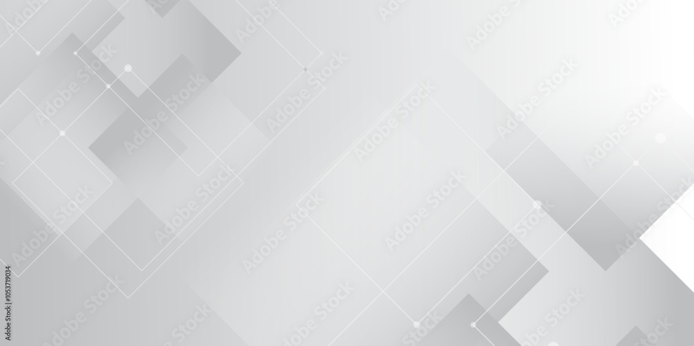 Obraz premium Abstract line or strokes with dots, square line, node point, digital background vector design concept. abstract gradient gray background Future new technology for business or science presentation.