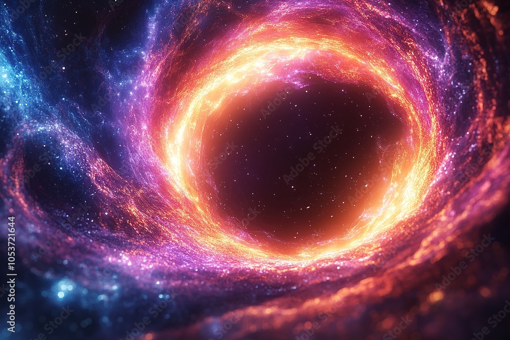 Obraz premium A swirling, fiery cosmic vortex against a backdrop of starry space.