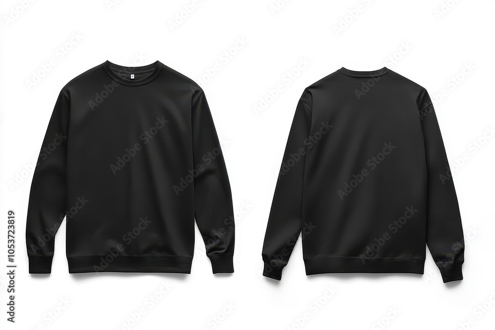 Black unisex long-sleeve sweatshirt on white background Black unisex long-sleeve sweatshirt on white background