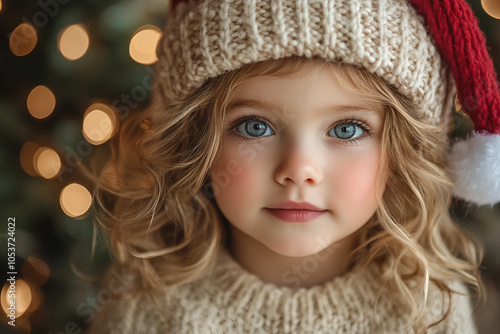 Generative AI cute picture of small child awaiting xmas new year gifts miracle atmosphere