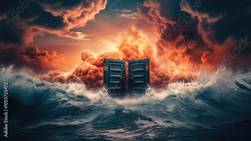 Mysterious Doors in Turbulent Waters photo