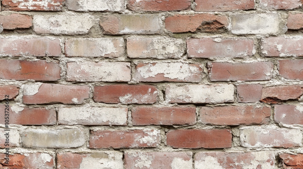 Obraz premium white and red paint peels from brick tops