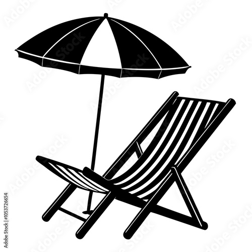 Beach Chair and Umbrella Silhouette.