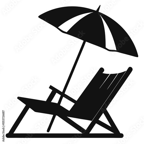 Beach Chair and Umbrella Silhouette.