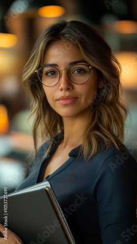 Free Download Confident young woman in glasses. - GFXLoad