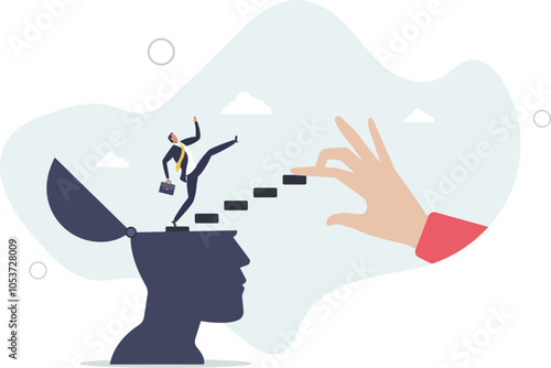 Personal development, self improvement or motivation to activate full potential, learning new skill to success, individual career growth concept.flat characters.