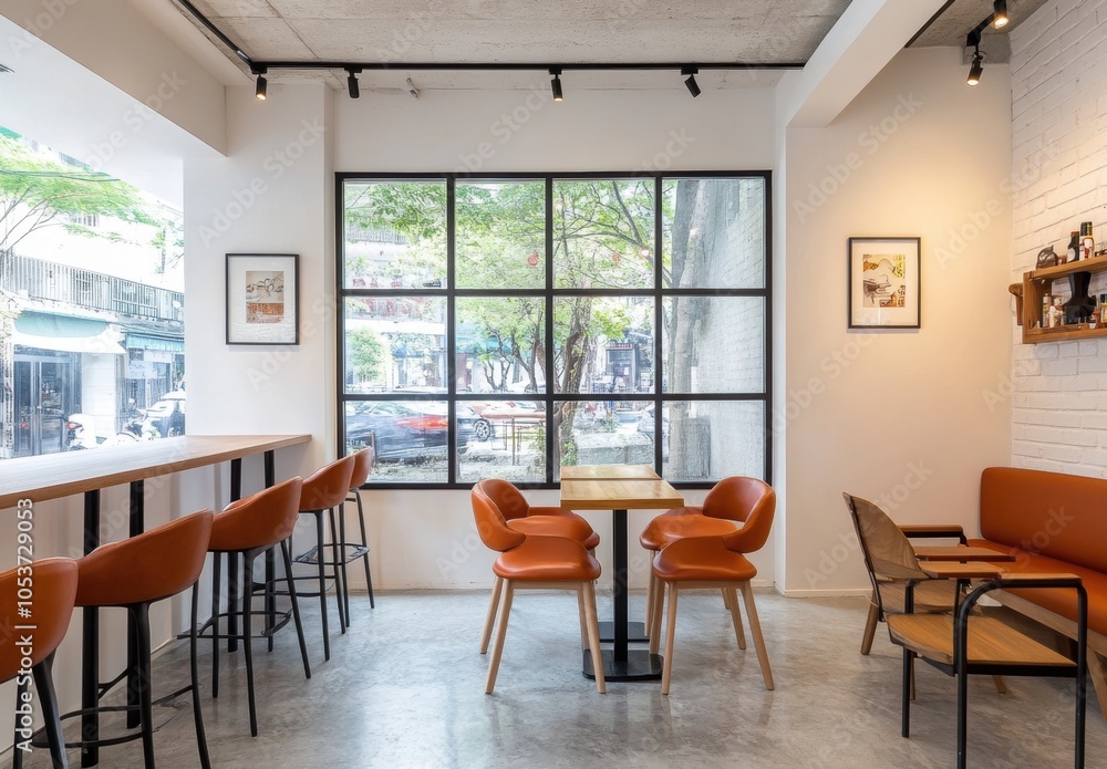Cafe Interior with Window. Cafe Interior with Window.