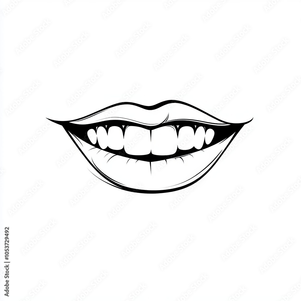 Obraz premium minimalistic vector illustration of a womans smile