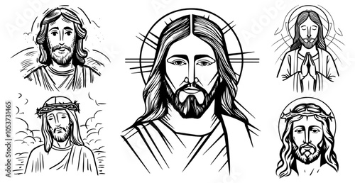 Jesus Christ illustration symbolizing faith and spirituality vector sketch