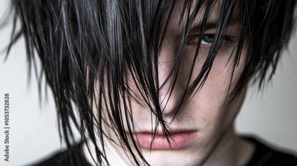 A close-up of a man's head with ties encircling his neck A close-up of a man's head with ties encircling his neck