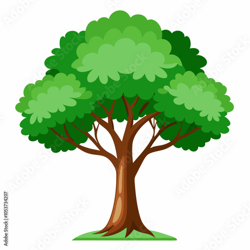 A vibrant illustration of a large, leafy tree, perfect for adding a touch of nature to your designs. This simple yet detailed image is ideal for children's books, educational materials.