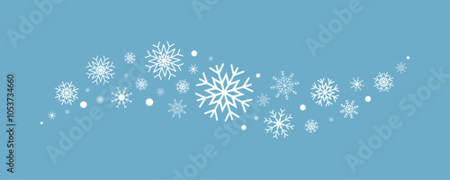 Curl of snowflakes. Snowflakes in vector. Blizzard of snowflakes.