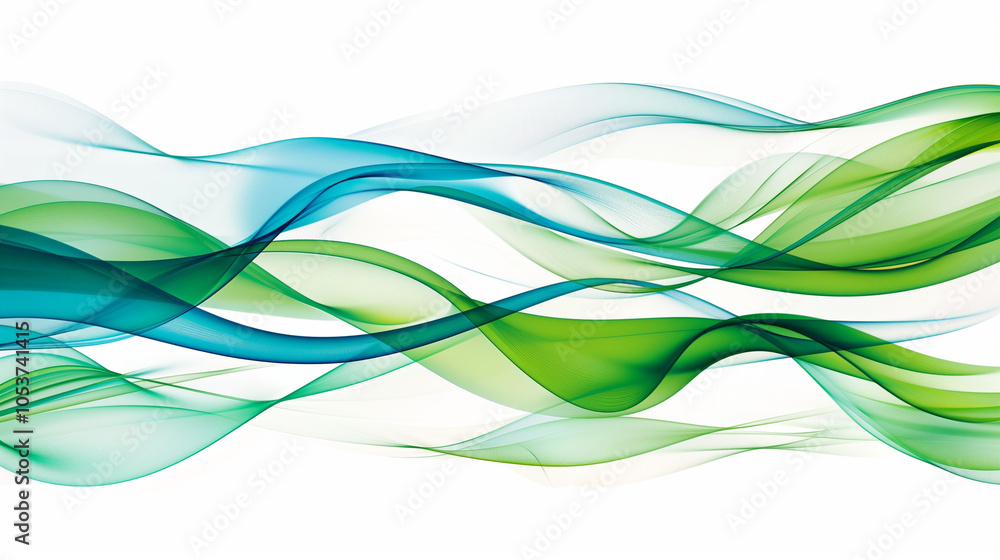 Gradient Green and Blue 3D Waves: A Broad, High-Saturation Perspective with Soft, Glowing Depth, white background Gradient Green and Blue 3D Waves: A Broad, High-Saturation Perspective with Soft, Glowing Depth, white background