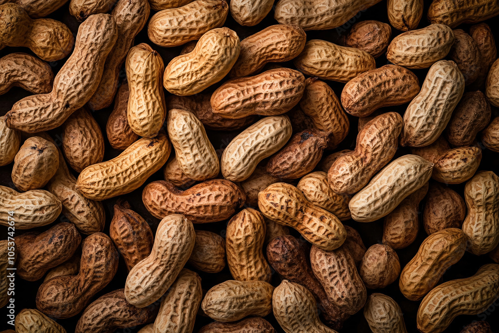 Fototapeta premium top view of roasted peanuts background