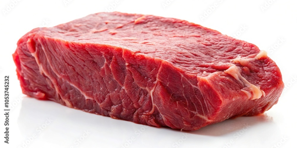 Obraz premium Raw beef meat isolated on white background, Worm's Eye View