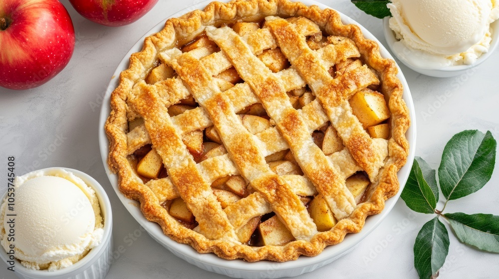 Crumb-topped apple pie with a crispy, buttery topping and warm spices, served with a side of vanilla ice cream for National Pie Day Crumb-topped apple pie with a crispy, buttery topping and warm spices, served with a side of vanilla ice cream for National Pie Day