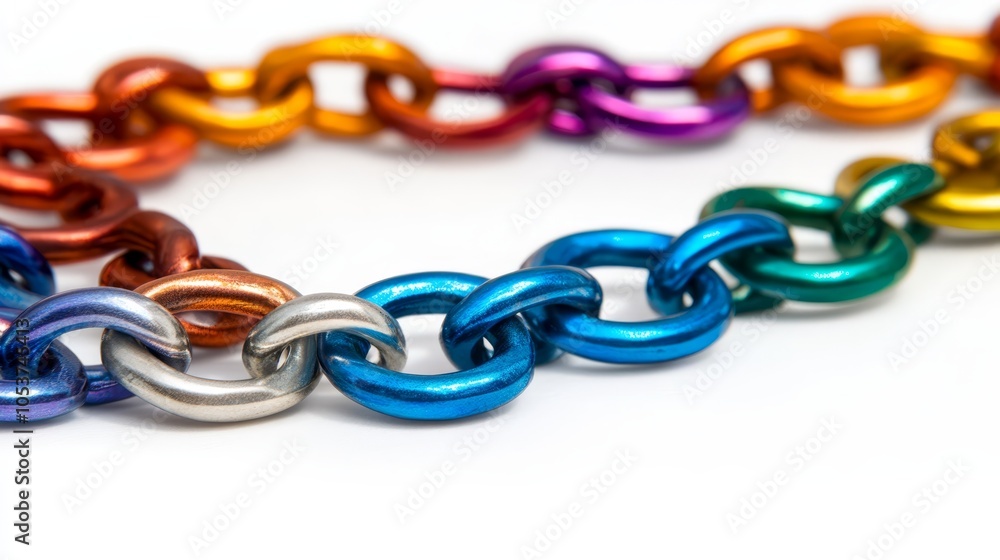 Fototapeta premium A close-up of a multicolored chain against a white background