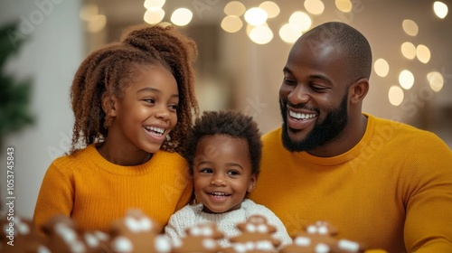 Family gathered around a table, laughing and sharing stories while decorating gingerbread cookies for Gingerbread Decorating Day 