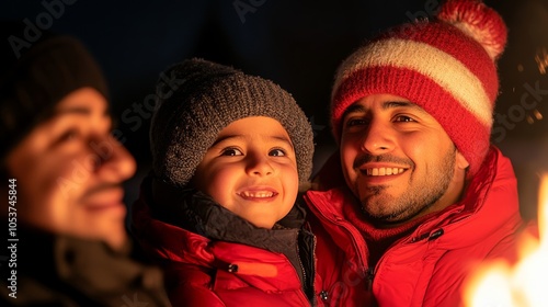 Family and neighbors gathered around a bonfire, sharing stories and laughter, a warm Las Posadas tradition 