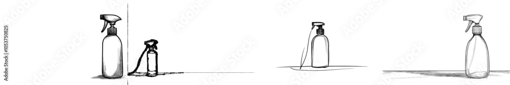One line illustration showing a hairdresser sprayer in a modern and continuous outline. One line illustration showing a hairdresser sprayer in a modern and continuous outline.