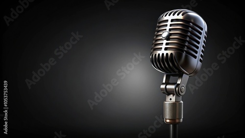 realistic retro microphone on black background