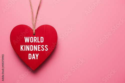 Red wooden heart with text 