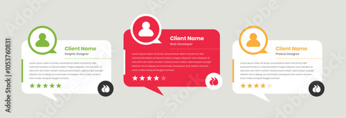 Simple text bubble client feedback and testimonial cad design for website
