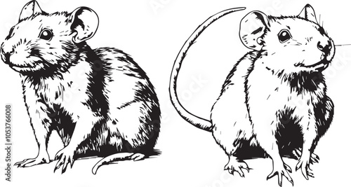 Set rats. Hand drawn vector illustration	