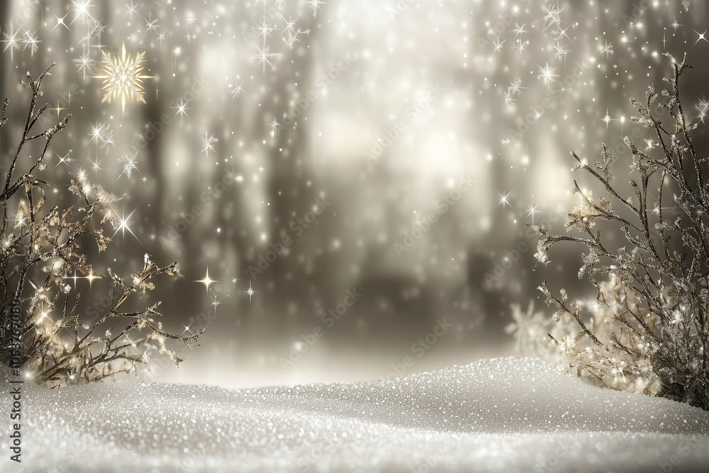 Fototapeta premium Sfondo per Natale con Bokeh e neve. Spazio per testo o messaggio.