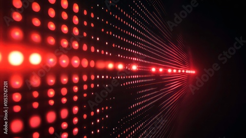 Wallpaper Mural Abstract red light dots pattern on black background converging in the distance, creating a futuristic tunnel effect. Torontodigital.ca