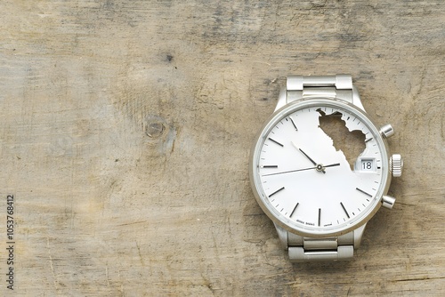 Wallpaper Mural Broken Watch on Rustic Table Symbolizing Lost Time Torontodigital.ca