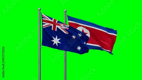 Wallpaper Mural North Korea and Australia flags flying together, video concept of the relationship with colored chroma key for easy background remove Torontodigital.ca