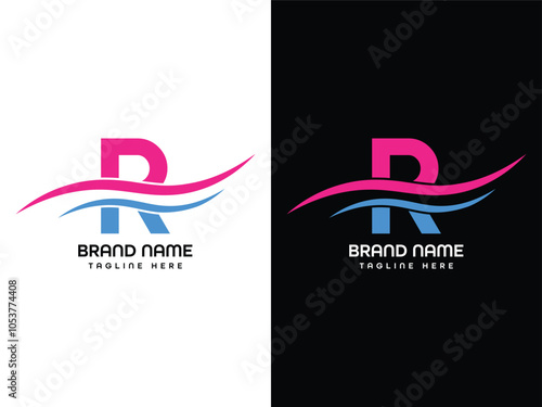 Фототапет R Letter Leaf Aroplane Logo Design