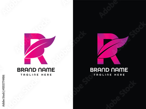 R Letter Leaf Aroplane Logo Design 