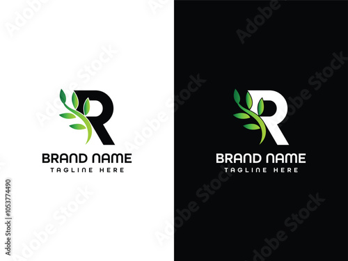 R Letter Leaf Aroplane Logo Design 