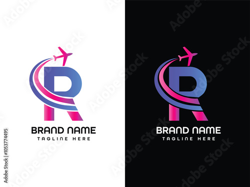 R Letter Leaf Aroplane Logo Design 