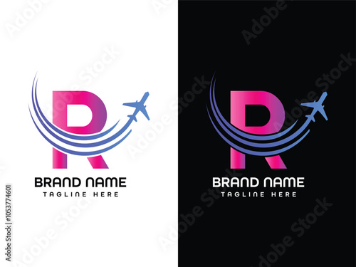 R Letter Leaf Aroplane Logo Design 