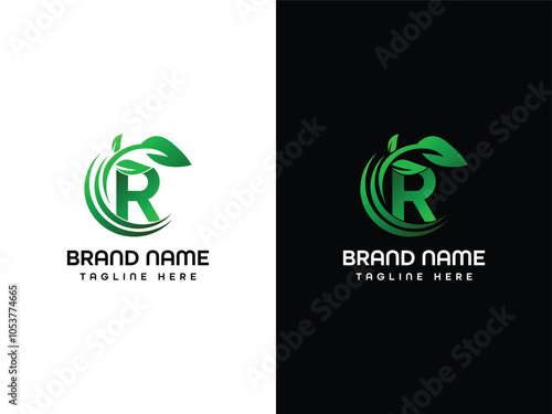 R Letter Leaf Aroplane Logo Design 