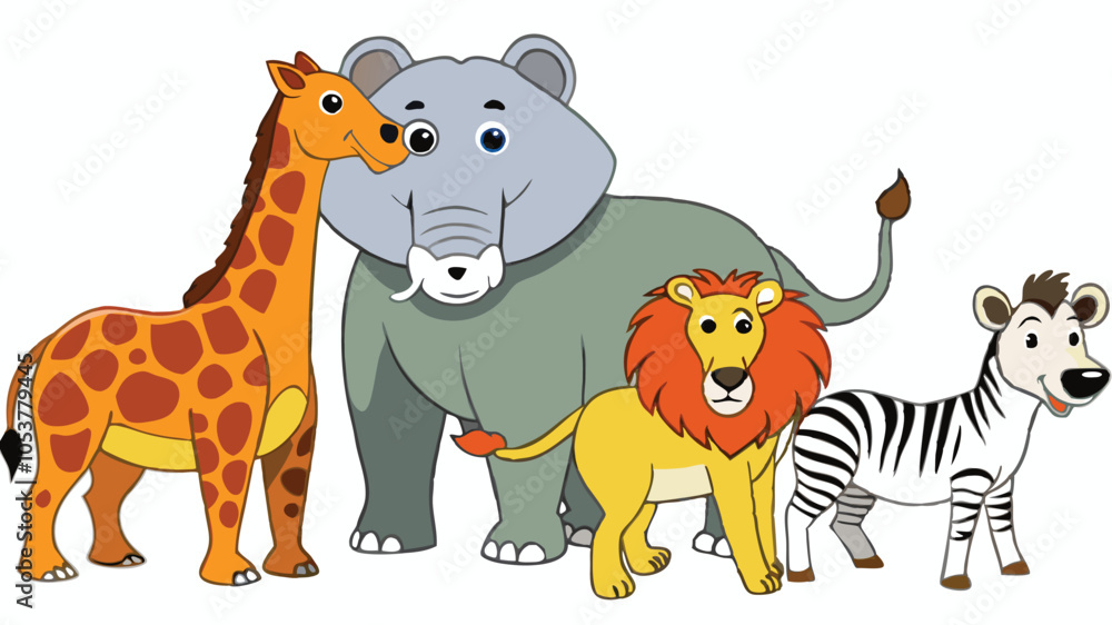 Naklejka premium Wild Animals on White Background: A Collection of Diverse Wildlife Images for Educational, Creative, or Decorative Projects