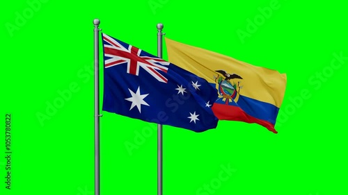 Wallpaper Mural Ecuador and Australia flags flying together, video concept of the relationship with colored chroma key for easy background remove Torontodigital.ca