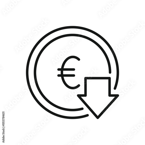 Euro Currency Downward Trend Icon